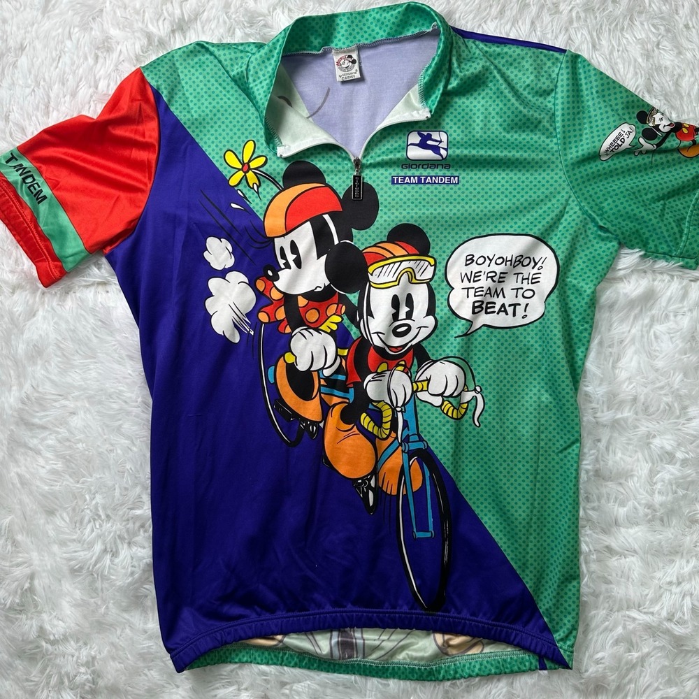 Vintage Giordana Disney Mickey Minnie Team Tandem Cycling Jersey Men's XL Italy